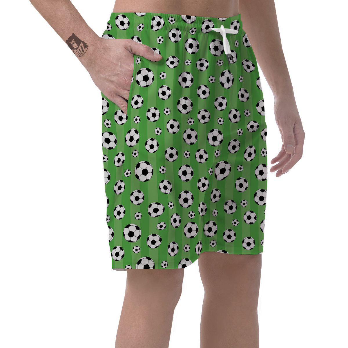 Striped Green Football Print Pattern Men's Shorts-grizzshop