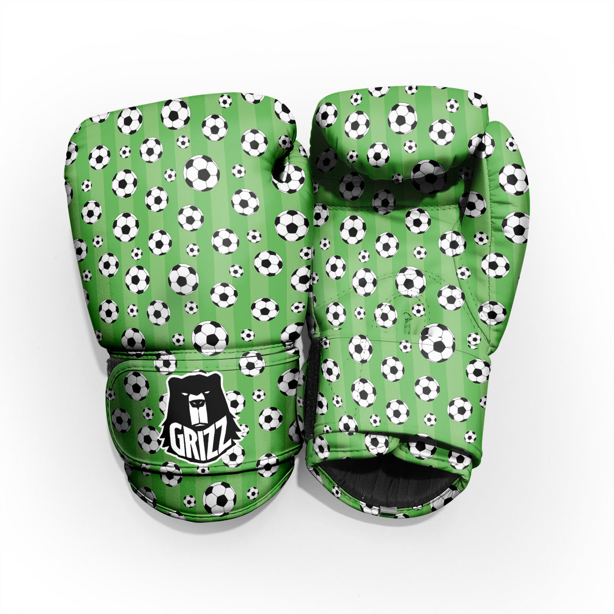 Striped Green Football Print Pattern Pro Boxing Glove