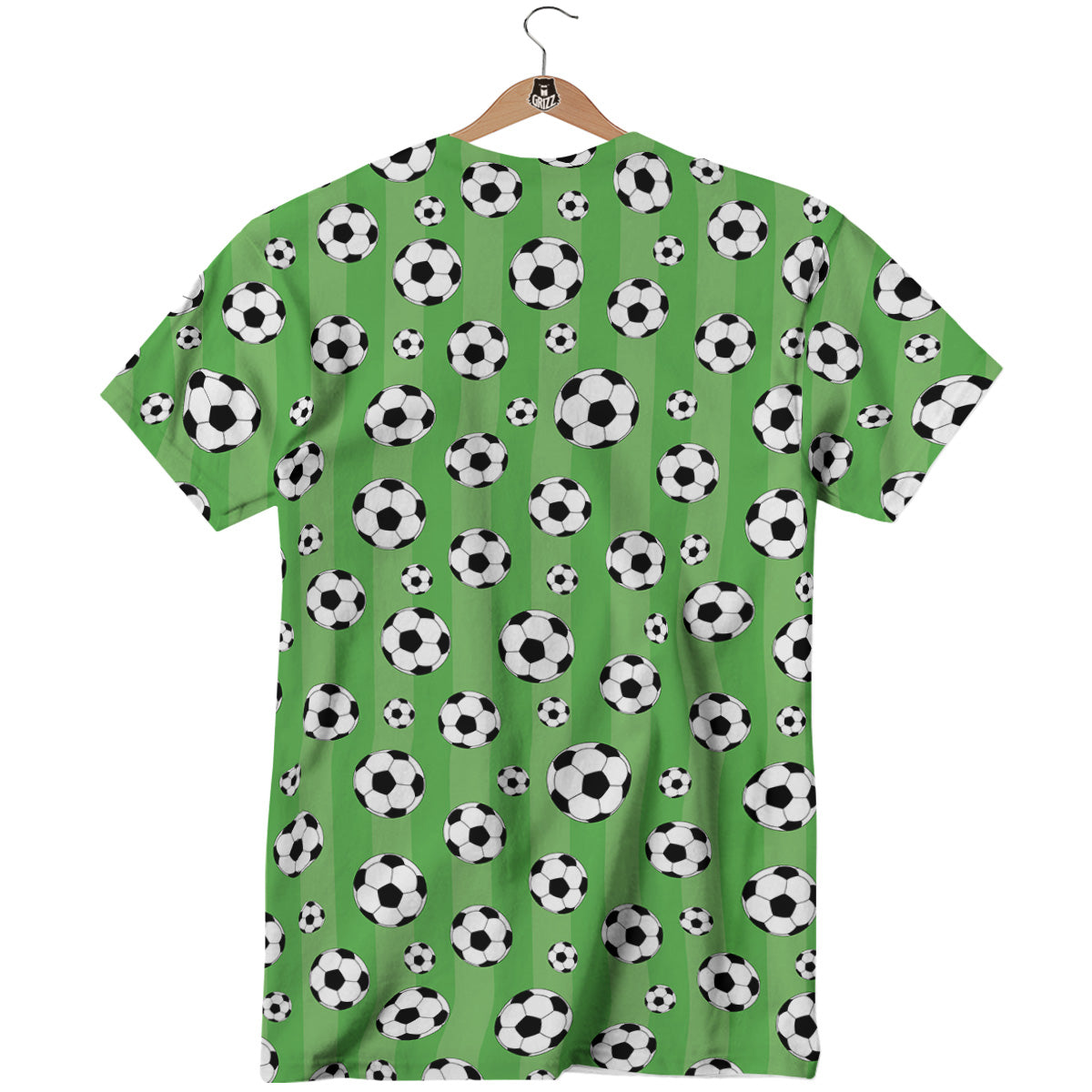 Striped Green Football Print Pattern T-Shirt-grizzshop