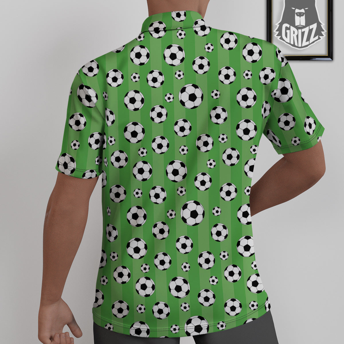 Striped Green Football Print Pattern Untucked Shirts-grizzshop