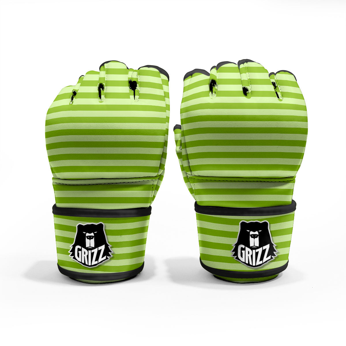 Striped Green Print Pattern MMA Gloves-grizzshop