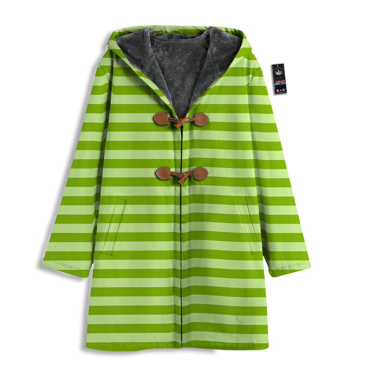 Striped Green Print Pattern Men's Windbreaker Jacket-grizzshop