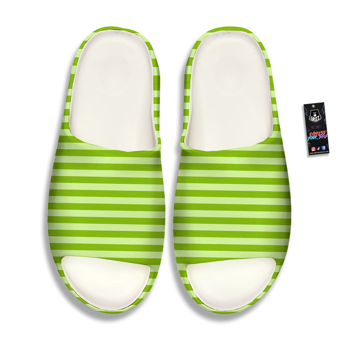 Striped Green Print Pattern Sandals-grizzshop