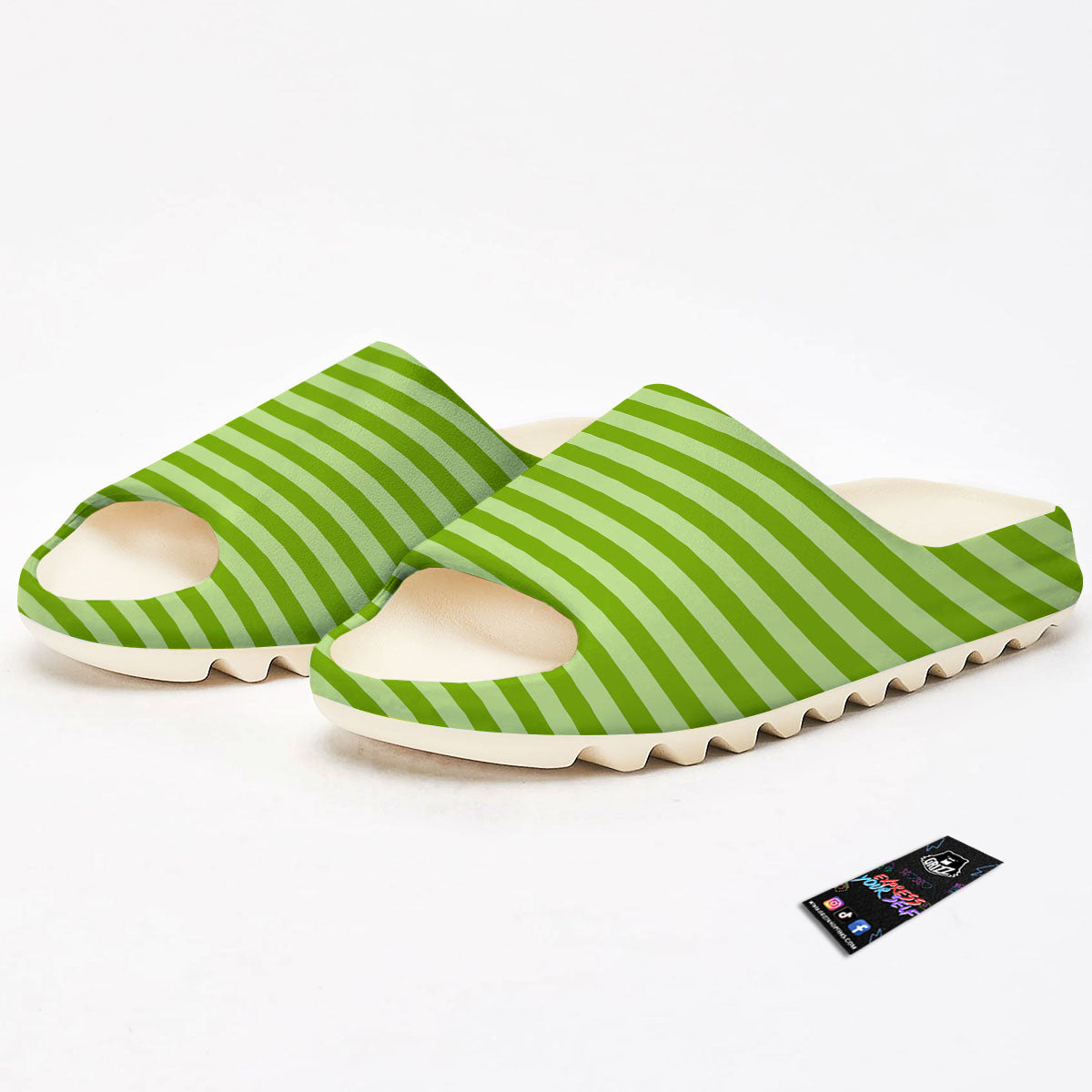Striped Green Print Pattern Sandals-grizzshop