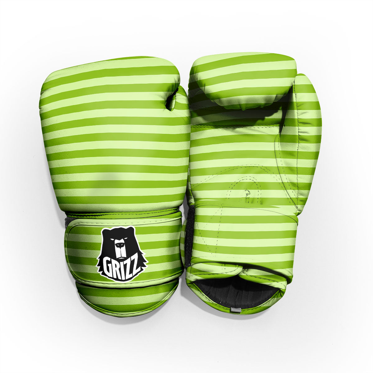 Striped Green Print Pattern Pro Boxing Glove