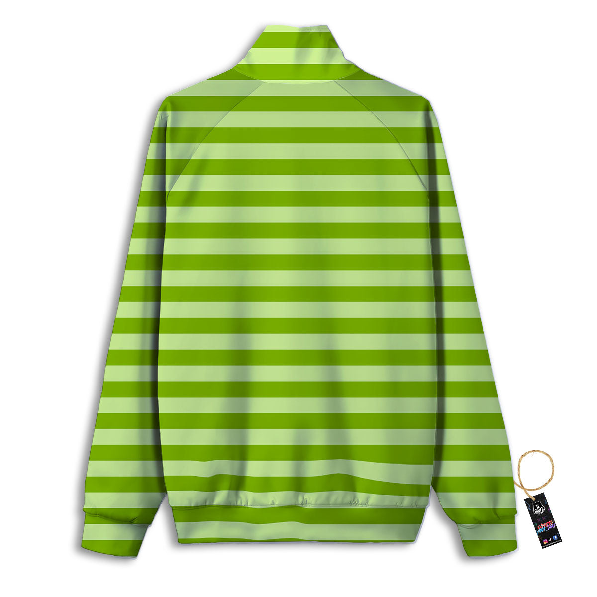 Striped Green Print Pattern Track Jacket-grizzshop