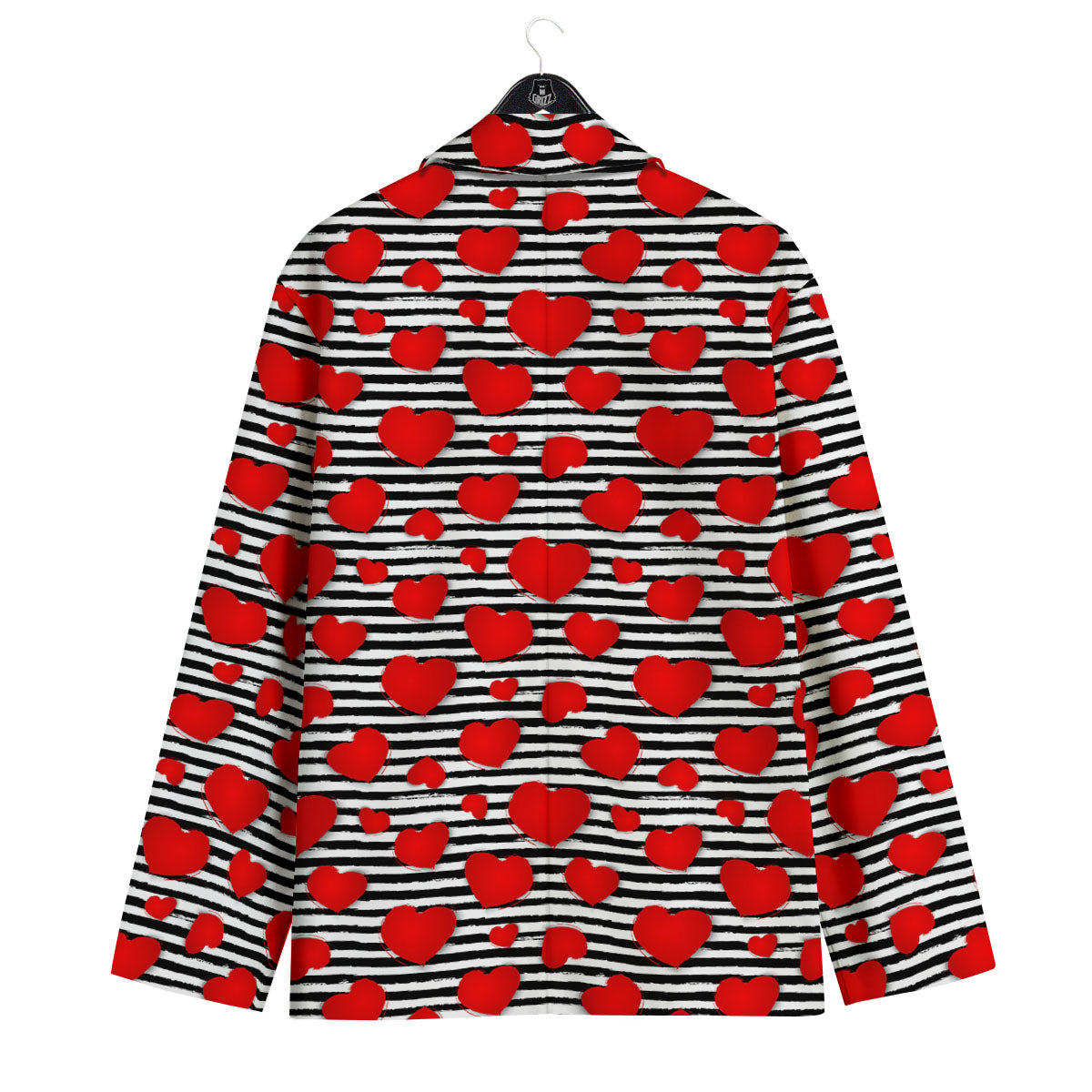Striped Heart White And Black Print Men's Sport Coat-grizzshop