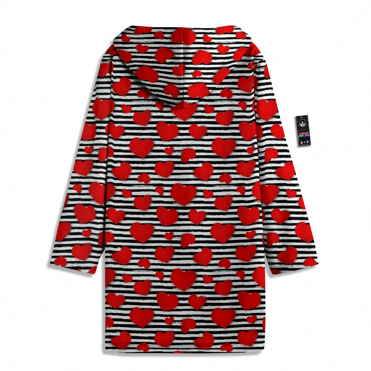 Striped Heart White And Black Print Men's Windbreaker Jacket-grizzshop