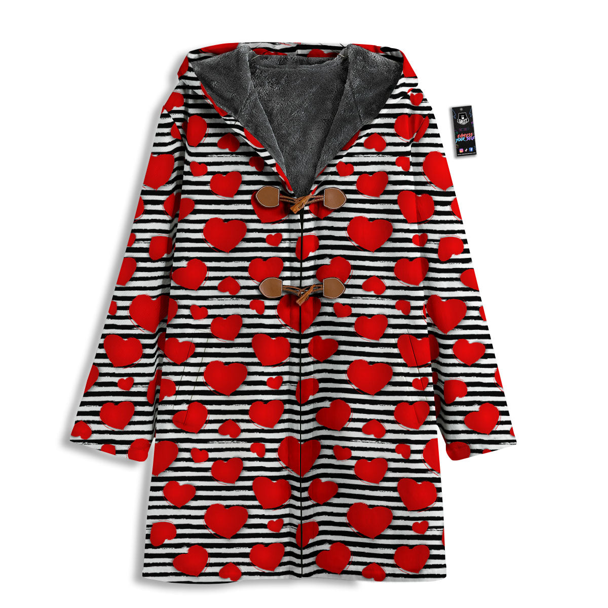 Striped Heart White And Black Print Men's Windbreaker Jacket-grizzshop