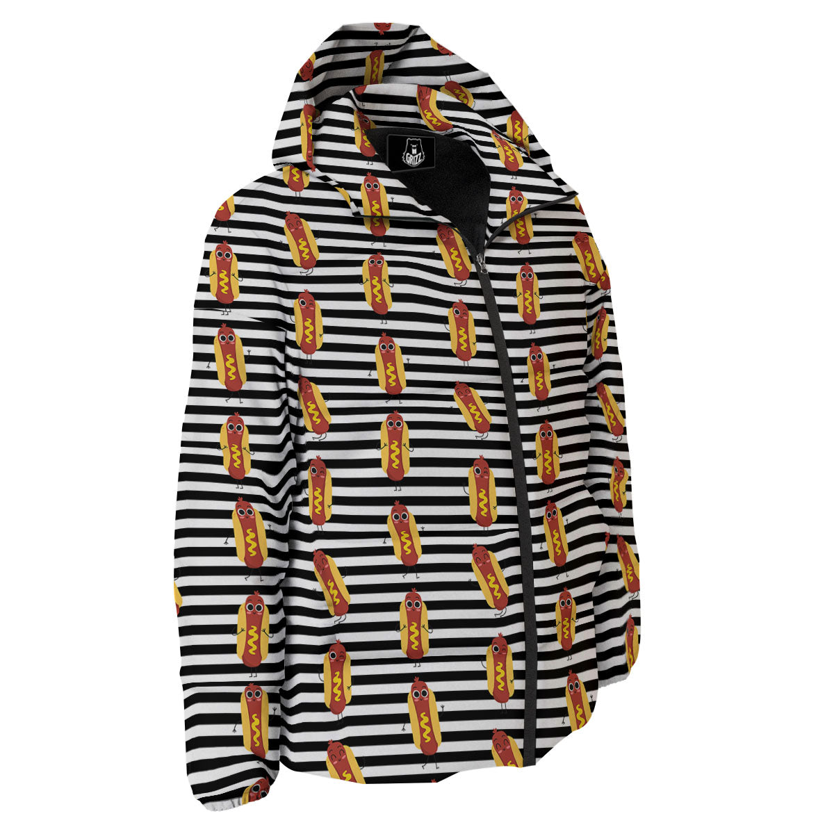 Striped Hot Dog Print Pattern Down Jacket-grizzshop