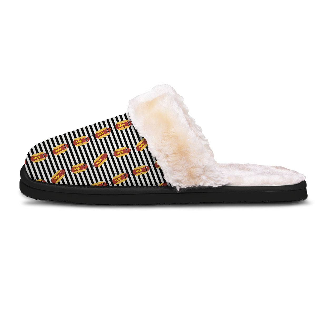 Striped Hot Dog Print Pattern Slippers-grizzshop