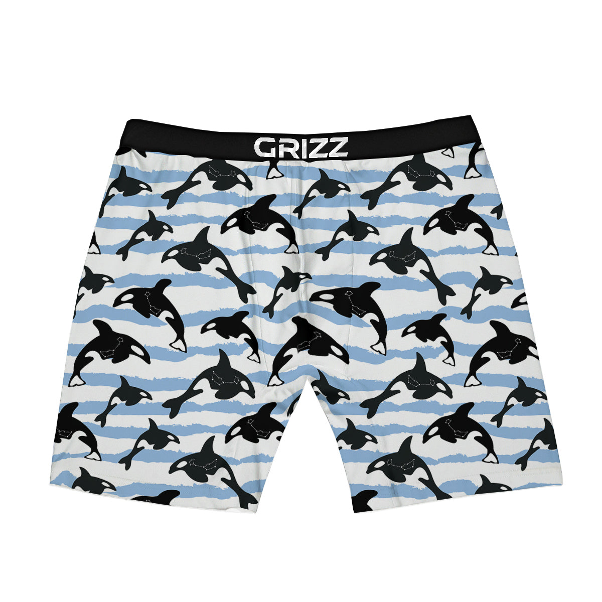 Striped Killer Whale Blue Print Pattern Boxer Briefs-grizzshop