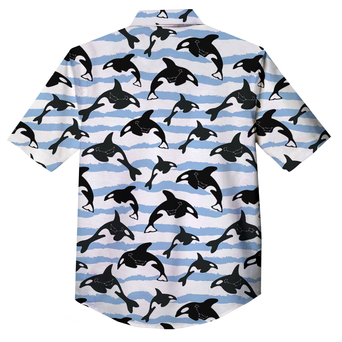 Striped Killer Whale Blue Print Pattern Button Up Shirt-grizzshop
