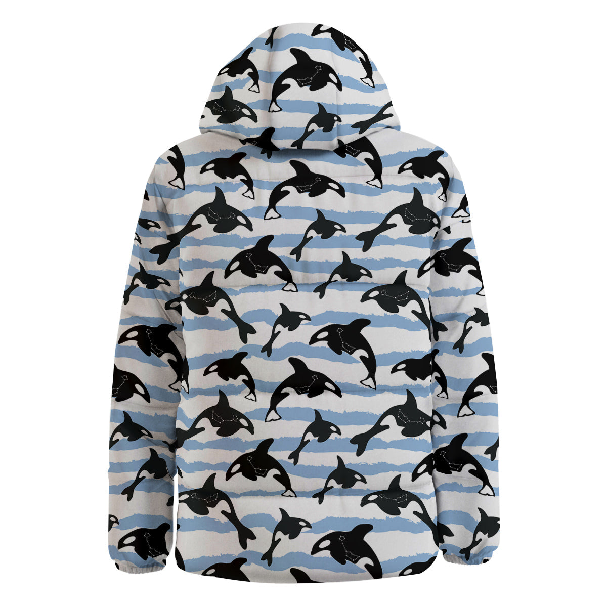 Striped Killer Whale Blue Print Pattern Down Jacket-grizzshop