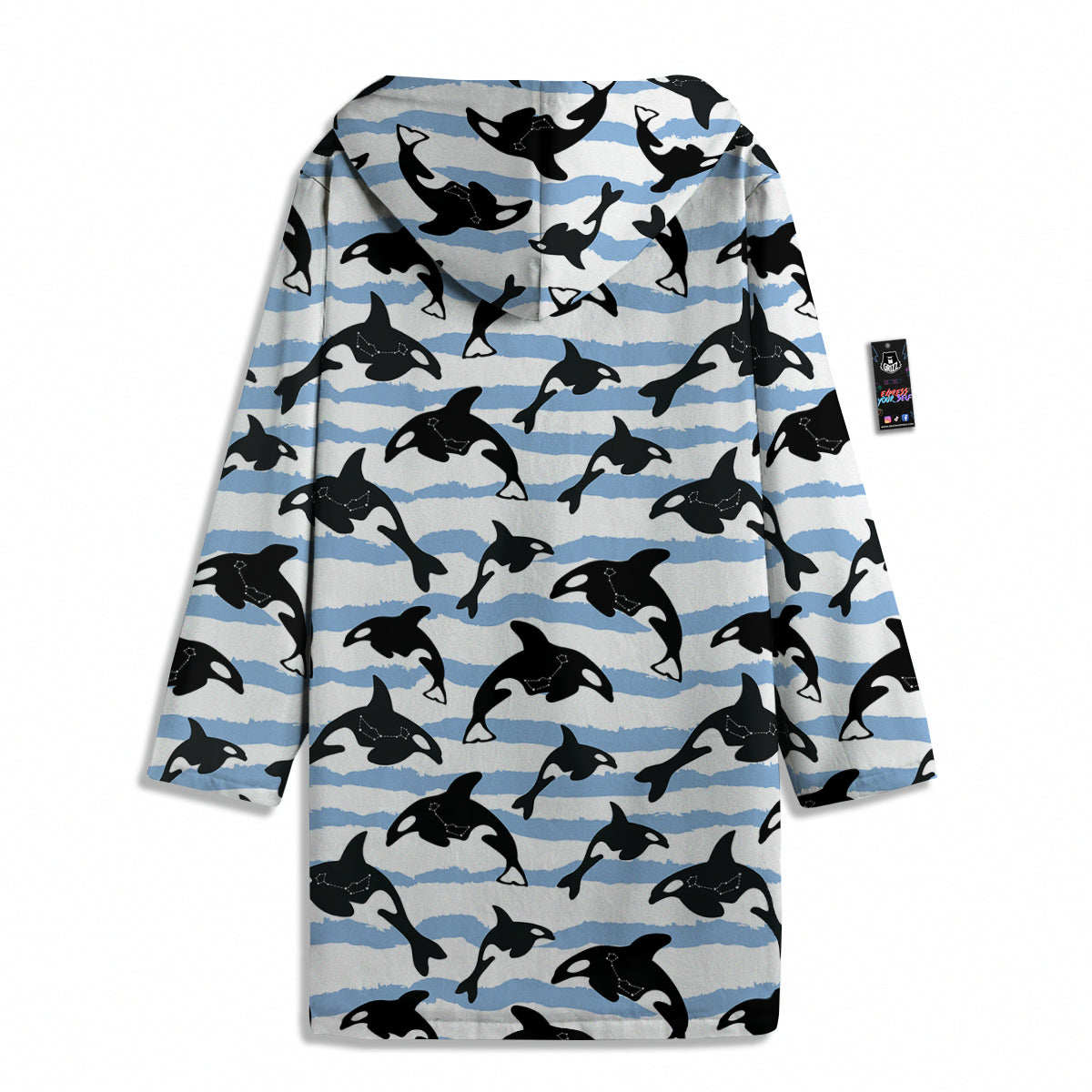 Striped Killer Whale Blue Print Pattern Men's Windbreaker Jacket-grizzshop
