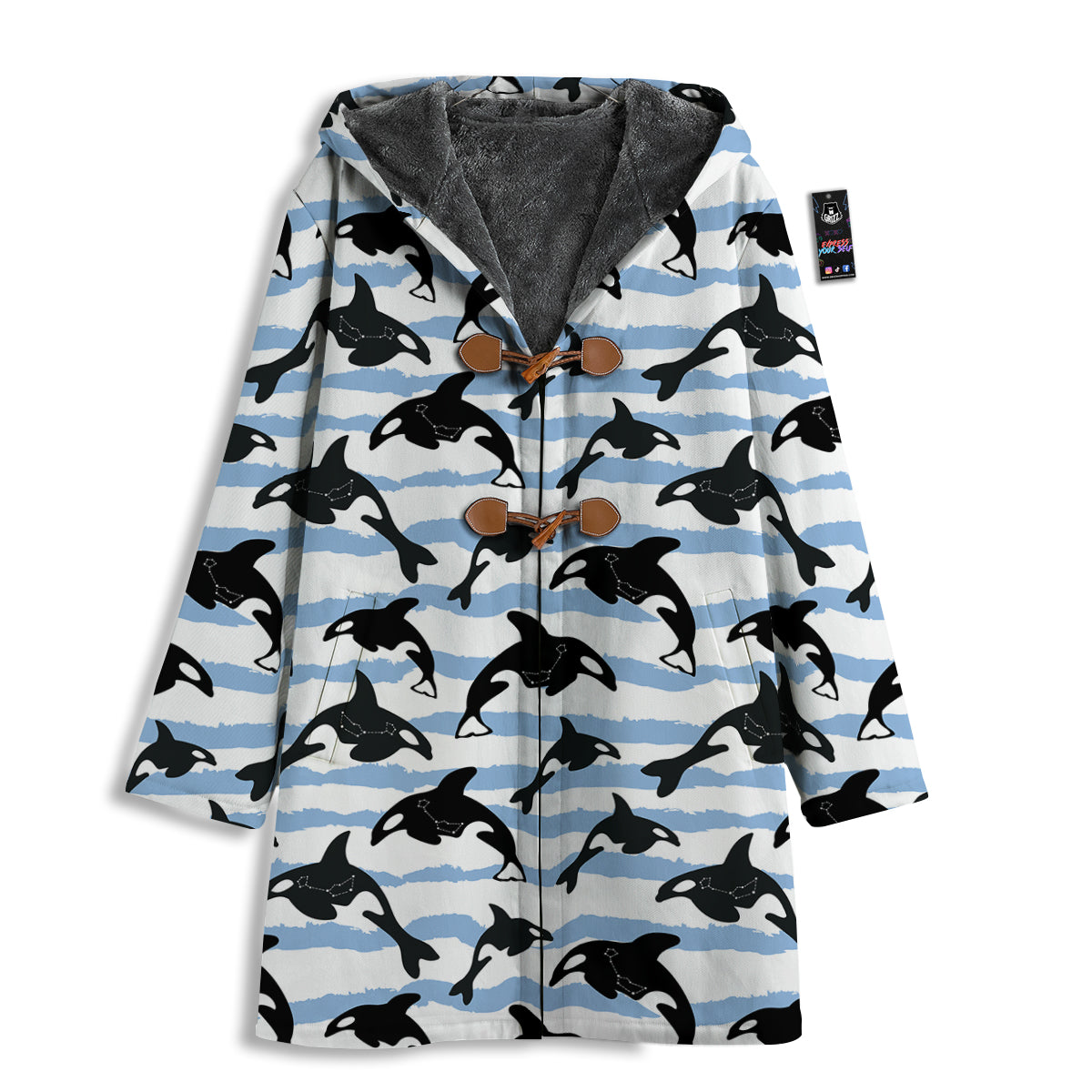 Striped Killer Whale Blue Print Pattern Men's Windbreaker Jacket-grizzshop