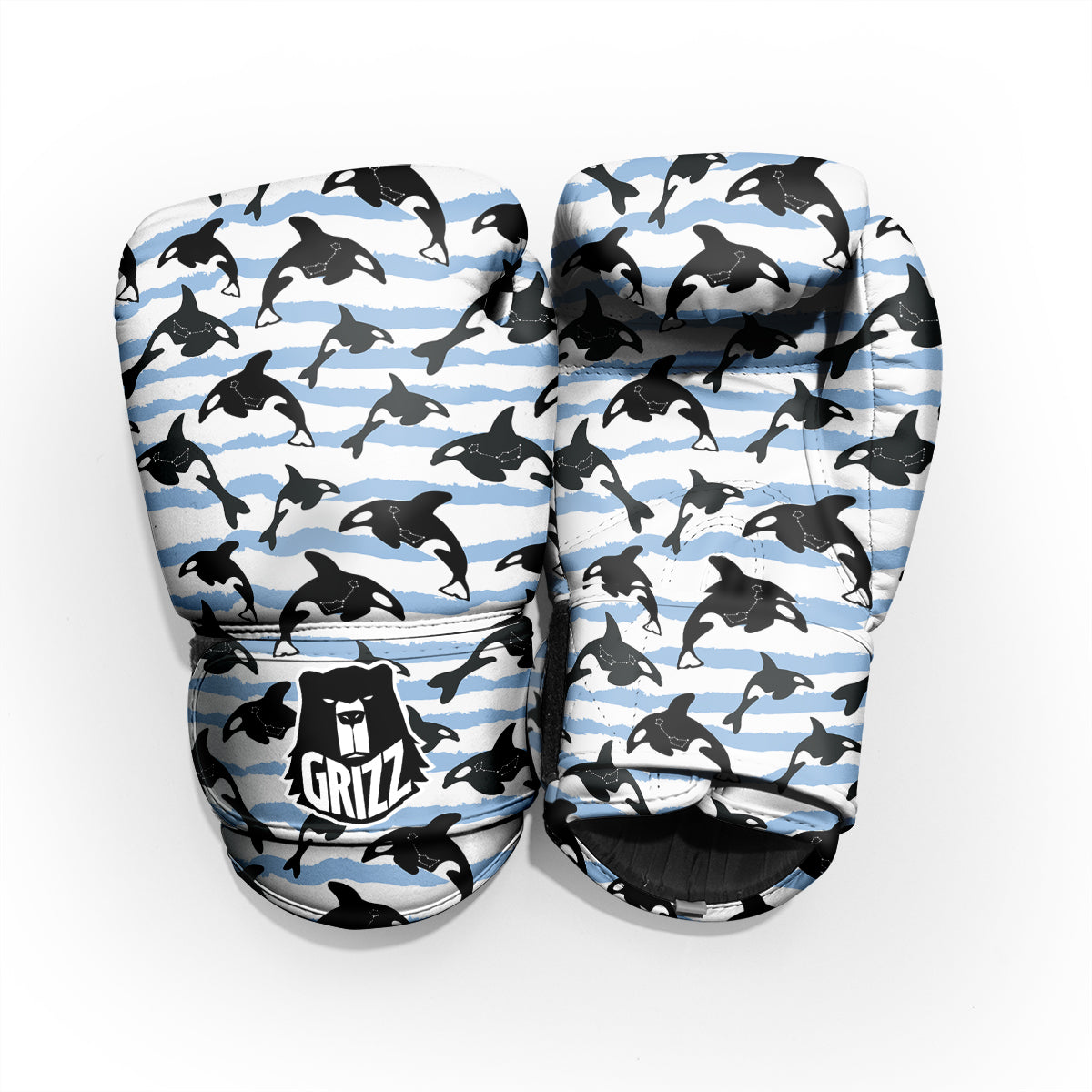 Striped Killer Whale Blue Print Pattern Pro Boxing Glove