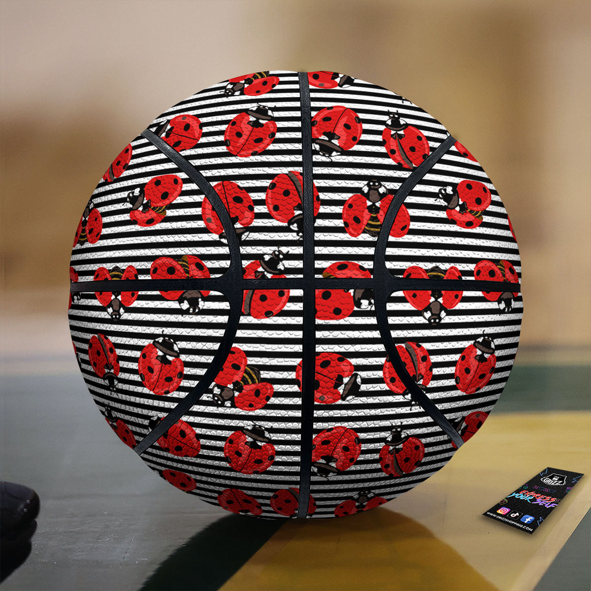 Striped Ladybug Print Pattern Basketball-grizzshop