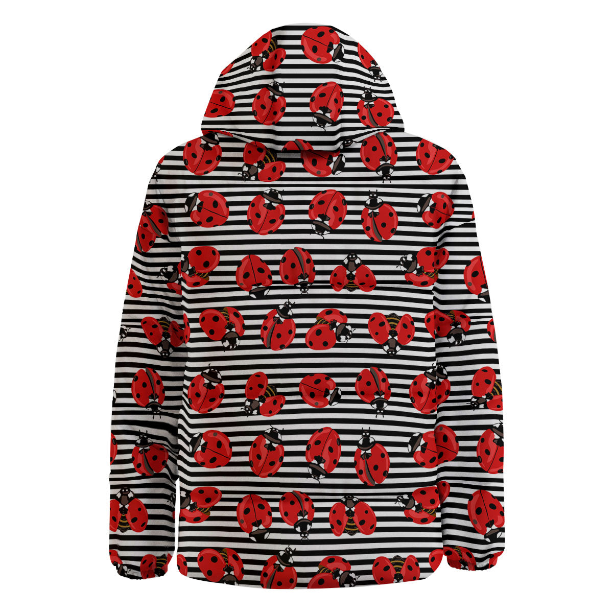 Striped Ladybug Print Pattern Down Jacket-grizzshop