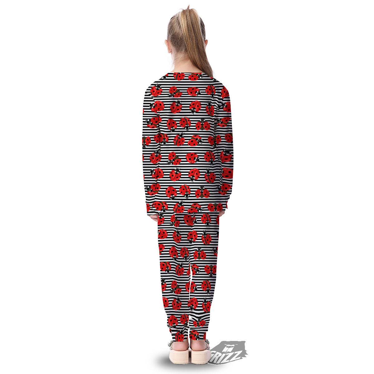Striped Ladybug Print Pattern Kid's Pajamas-grizzshop