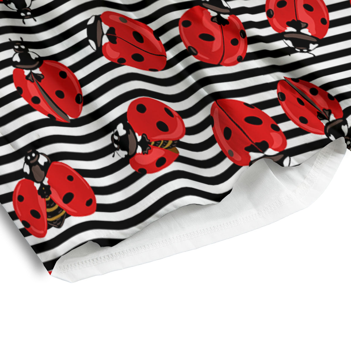 Striped Ladybug Print Pattern Men's Athletic Shorts