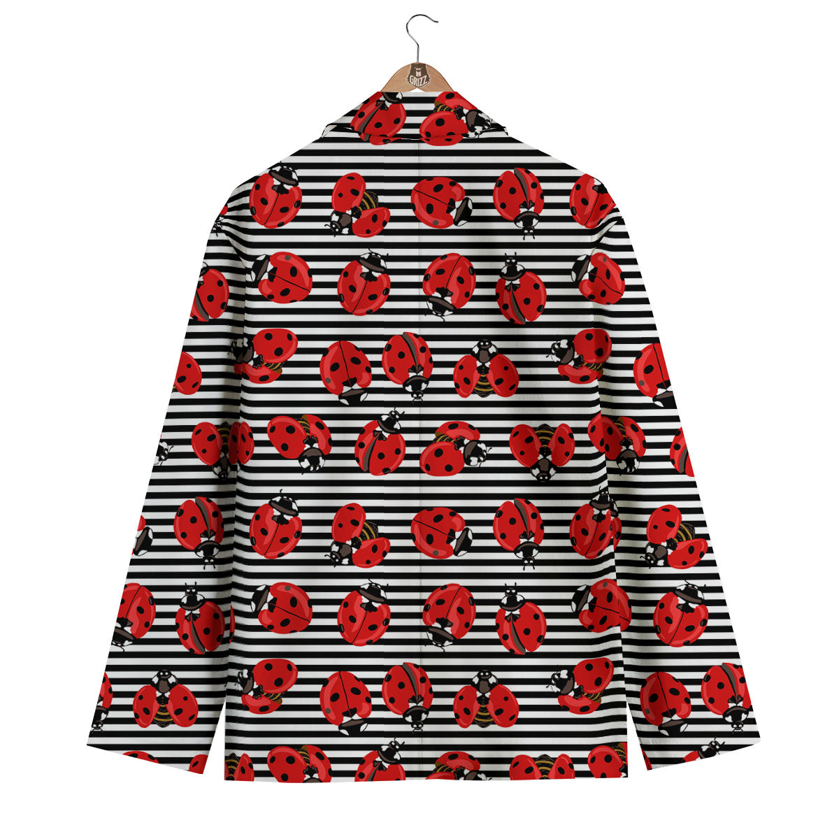 Striped Ladybug Print Pattern Men's Blazer-grizzshop