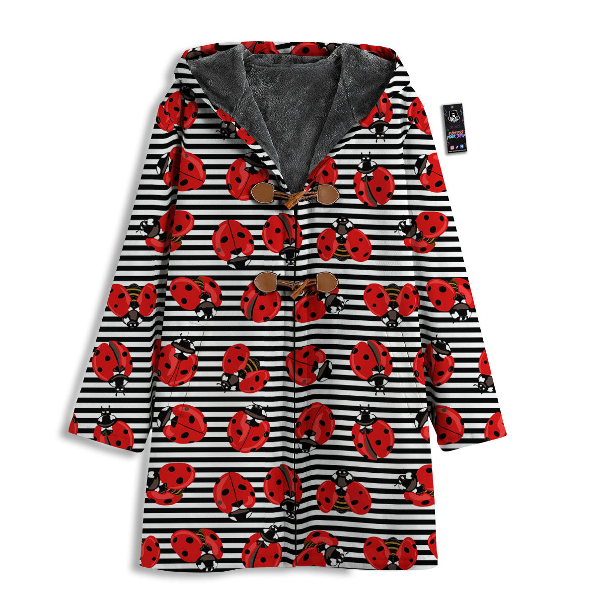 Striped Ladybug Print Pattern Men's Windbreaker Jacket-grizzshop