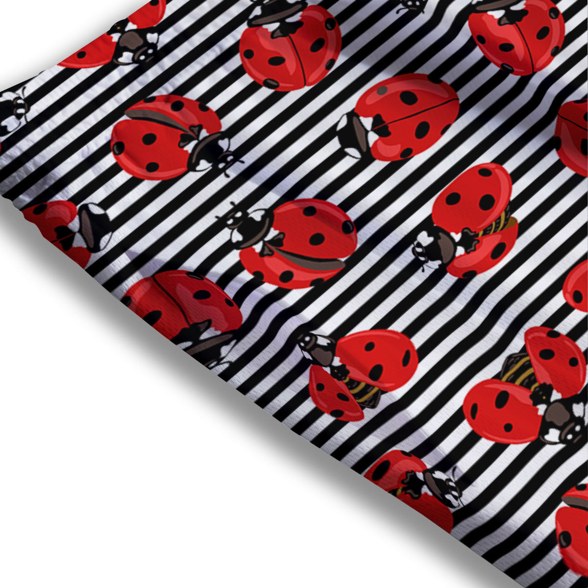 Striped Ladybug Print Pattern Mesh Shorts