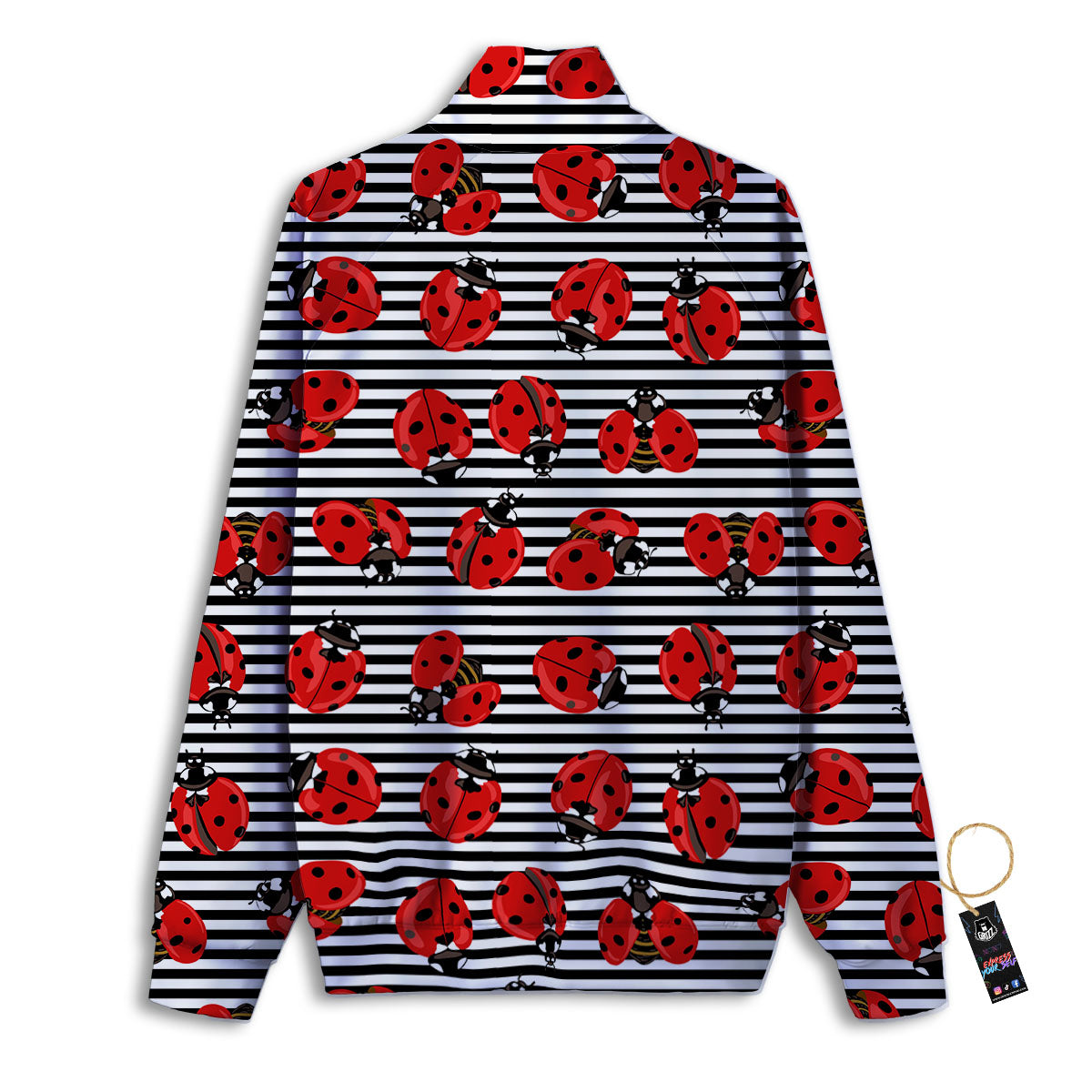 Striped Ladybug Print Pattern Track Jacket-grizzshop