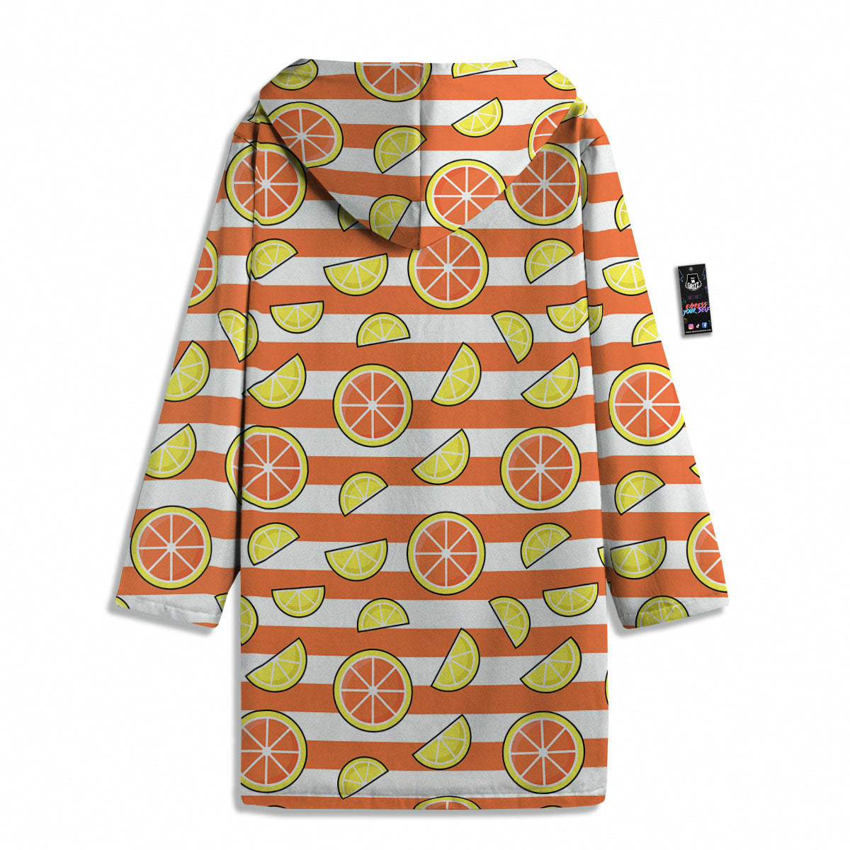 Striped Lemon And Orange Print Pattern Men's Windbreaker Jacket-grizzshop