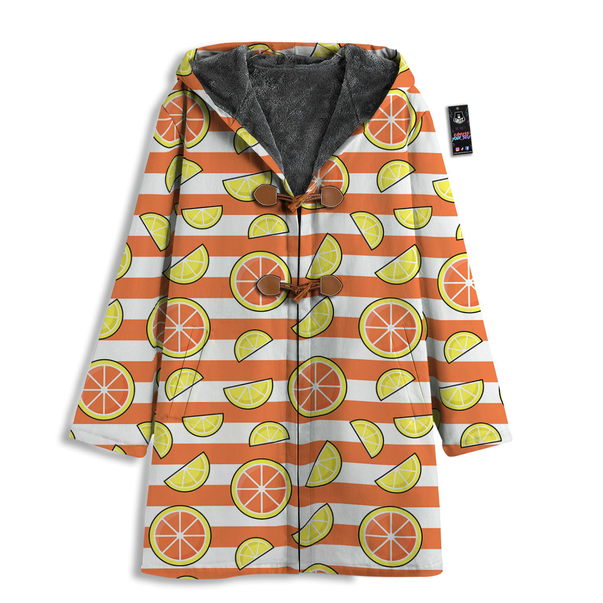 Striped Lemon And Orange Print Pattern Men's Windbreaker Jacket-grizzshop