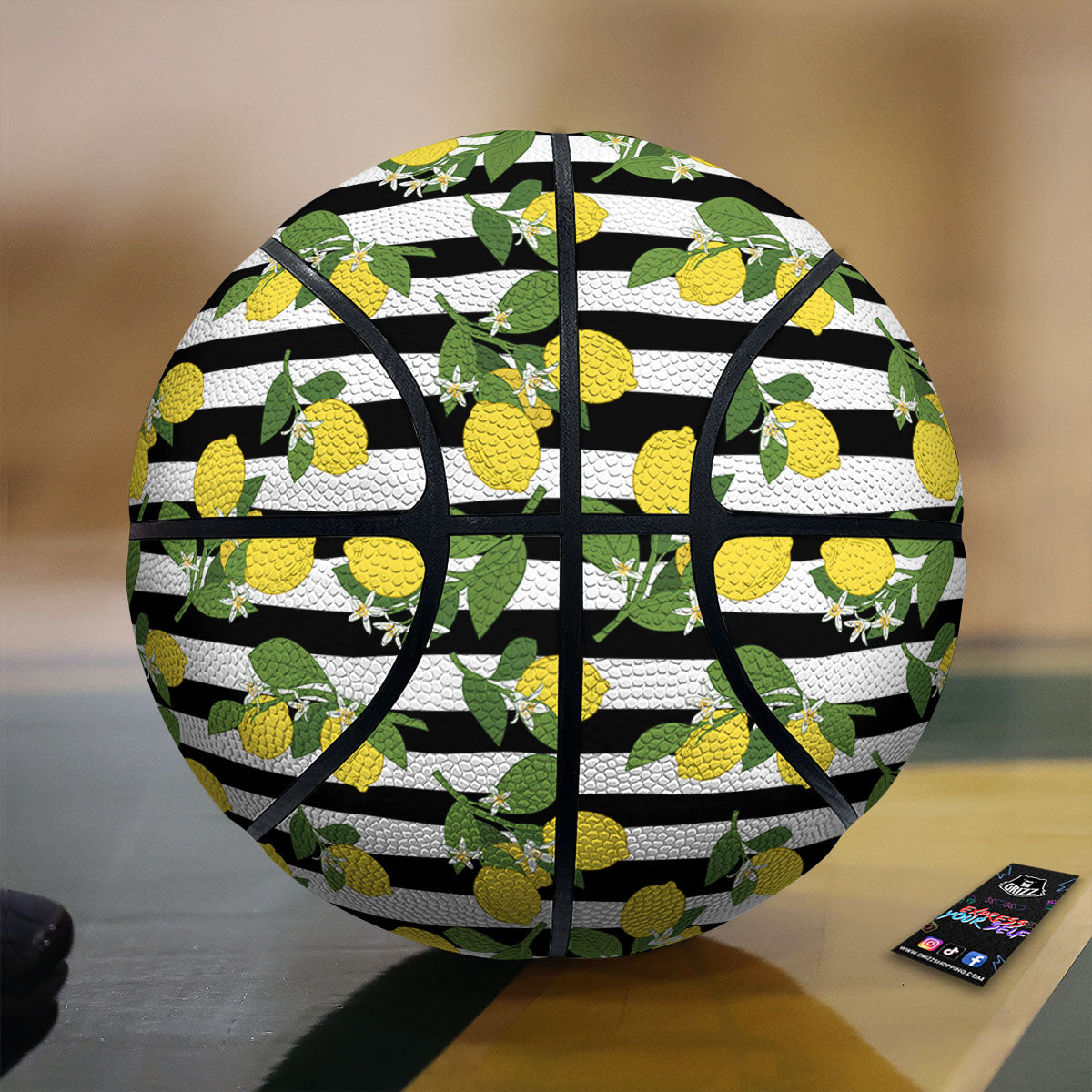 Striped Lemon Print Pattern Basketball-grizzshop