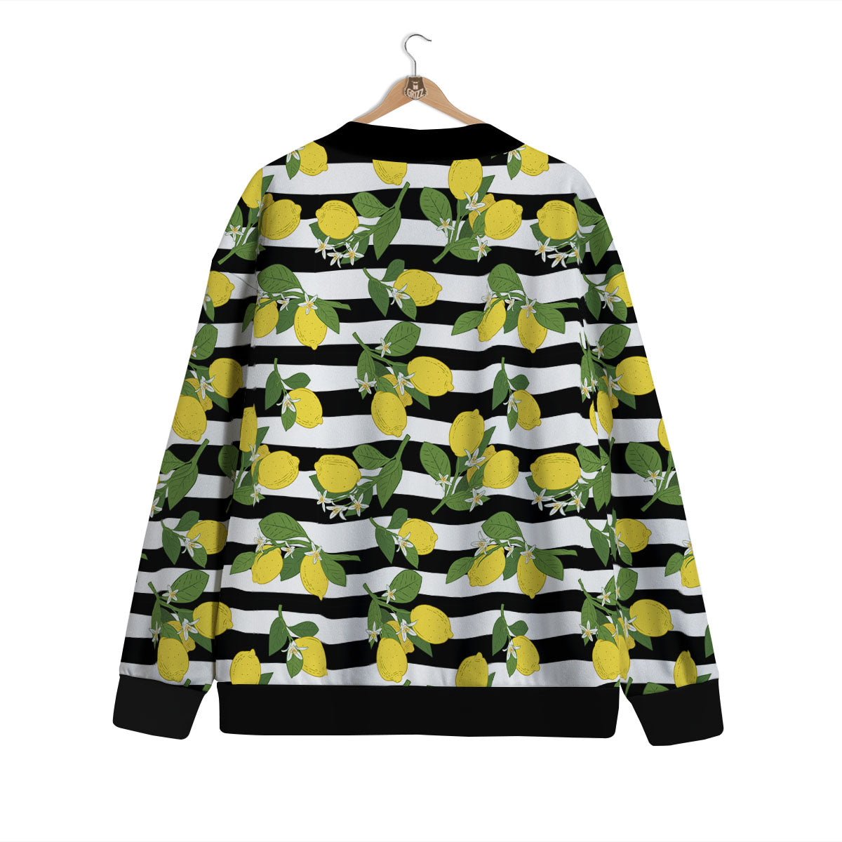Striped Lemon Print Pattern Cardigan-grizzshop