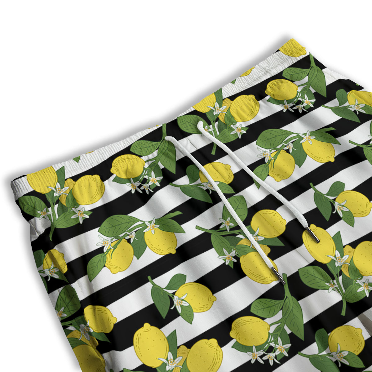 Striped Lemon Print Pattern Men's Athletic Shorts