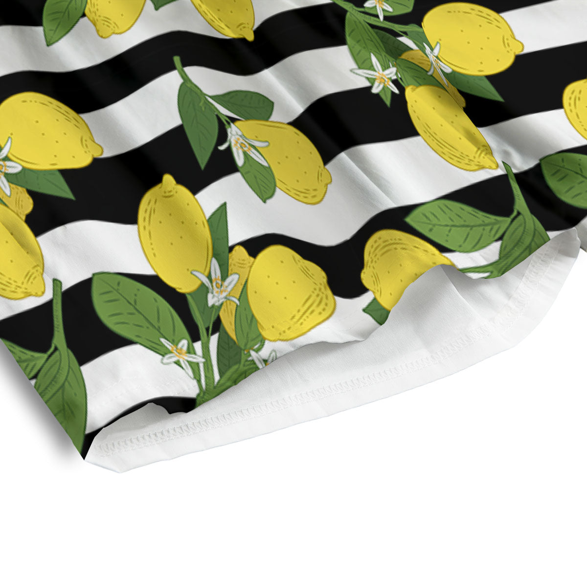 Striped Lemon Print Pattern Men's Athletic Shorts