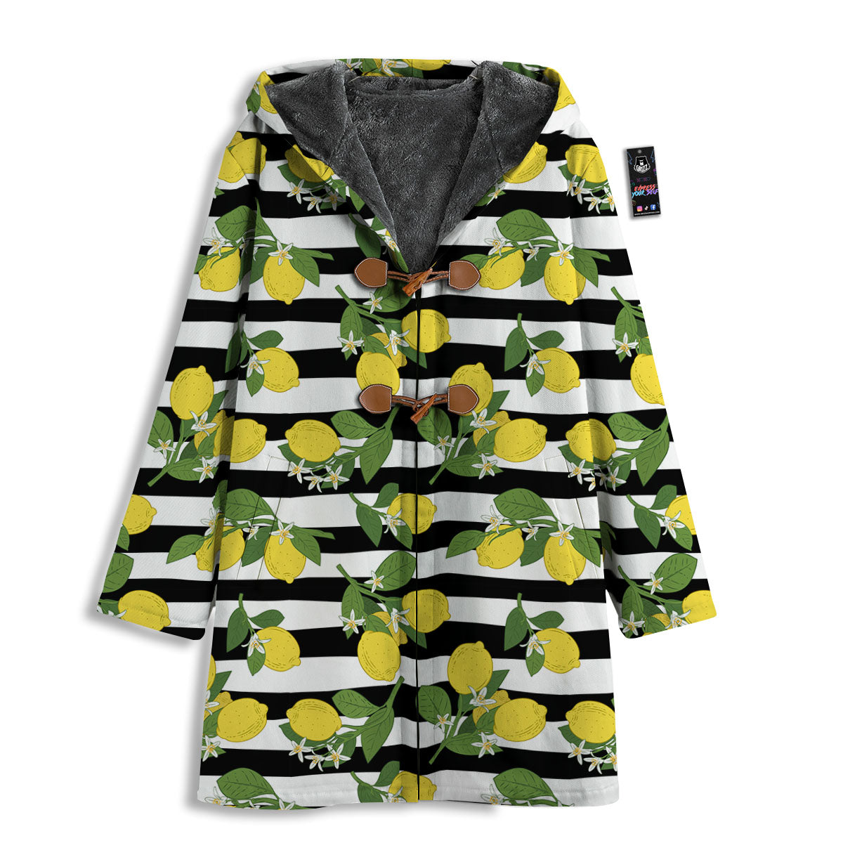 Striped Lemon Print Pattern Men's Windbreaker Jacket-grizzshop