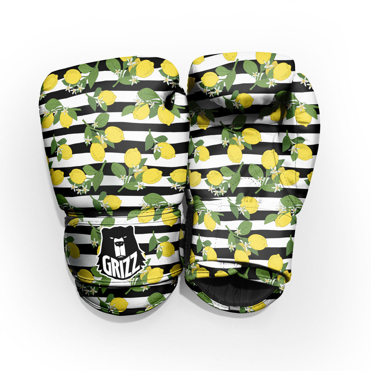 Striped Lemon Print Pattern Pro Boxing Glove