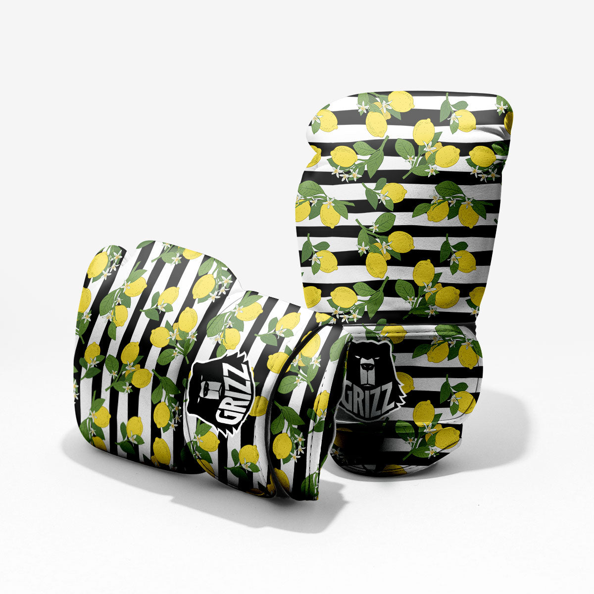 Striped Lemon Print Pattern Pro Boxing Glove