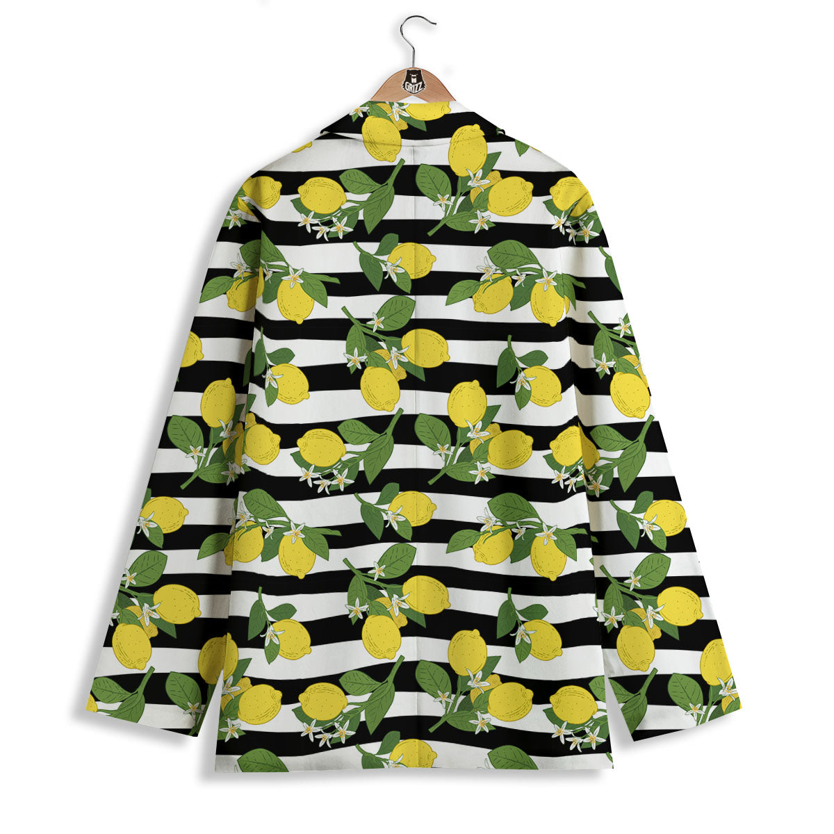 Striped Lemon Print Pattern Women's Blazer-grizzshop