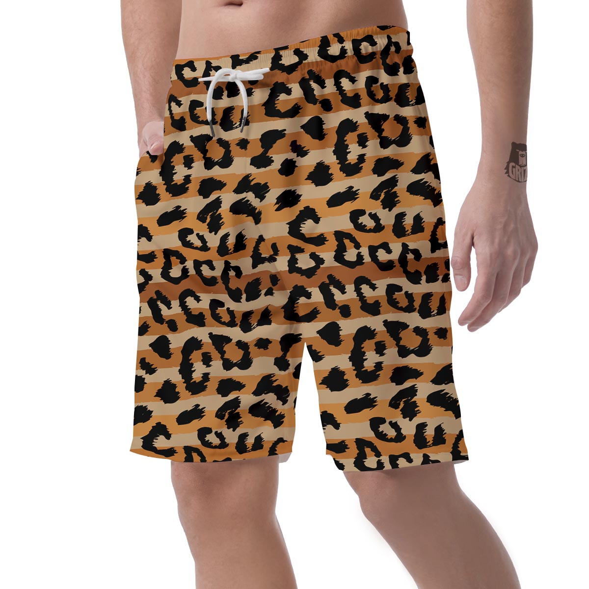 Striped Leopard Men's Shorts-grizzshop