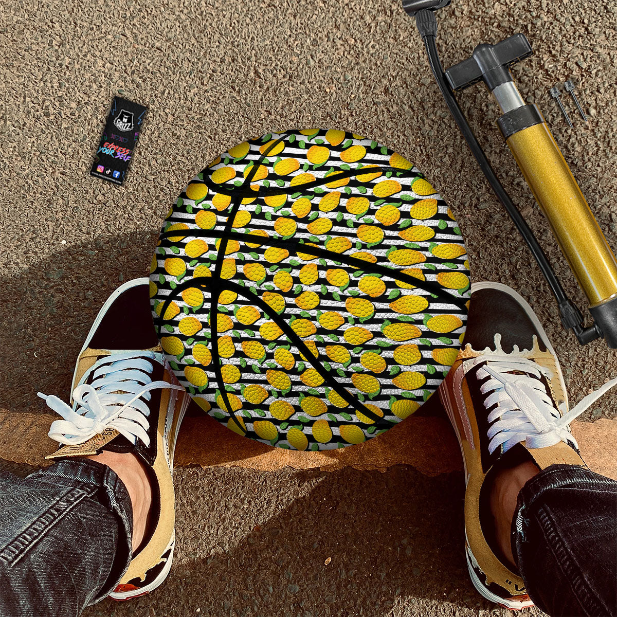 Striped Mango Fruit Print Pattern Basketball-grizzshop