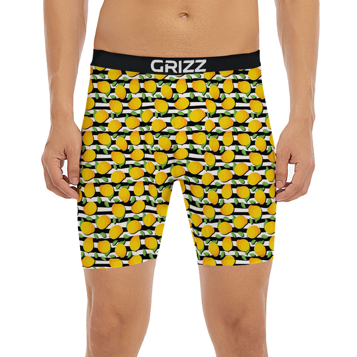 Striped Mango Fruit Print Pattern Boxer Briefs-grizzshop