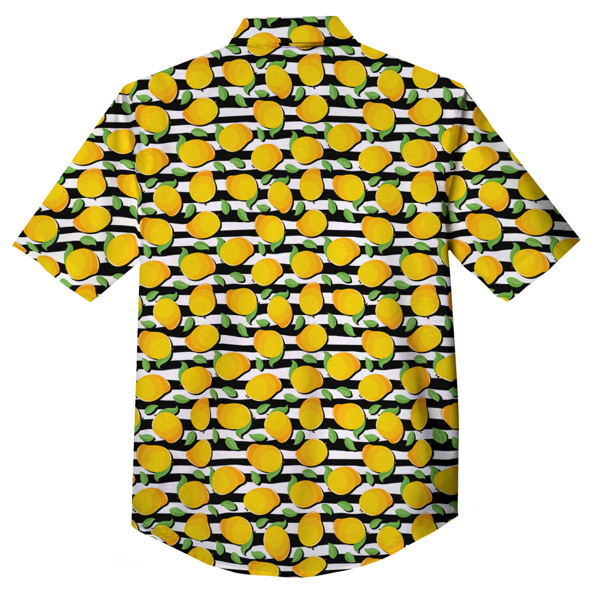 Striped Mango Fruit Print Pattern Button Up Shirt-grizzshop