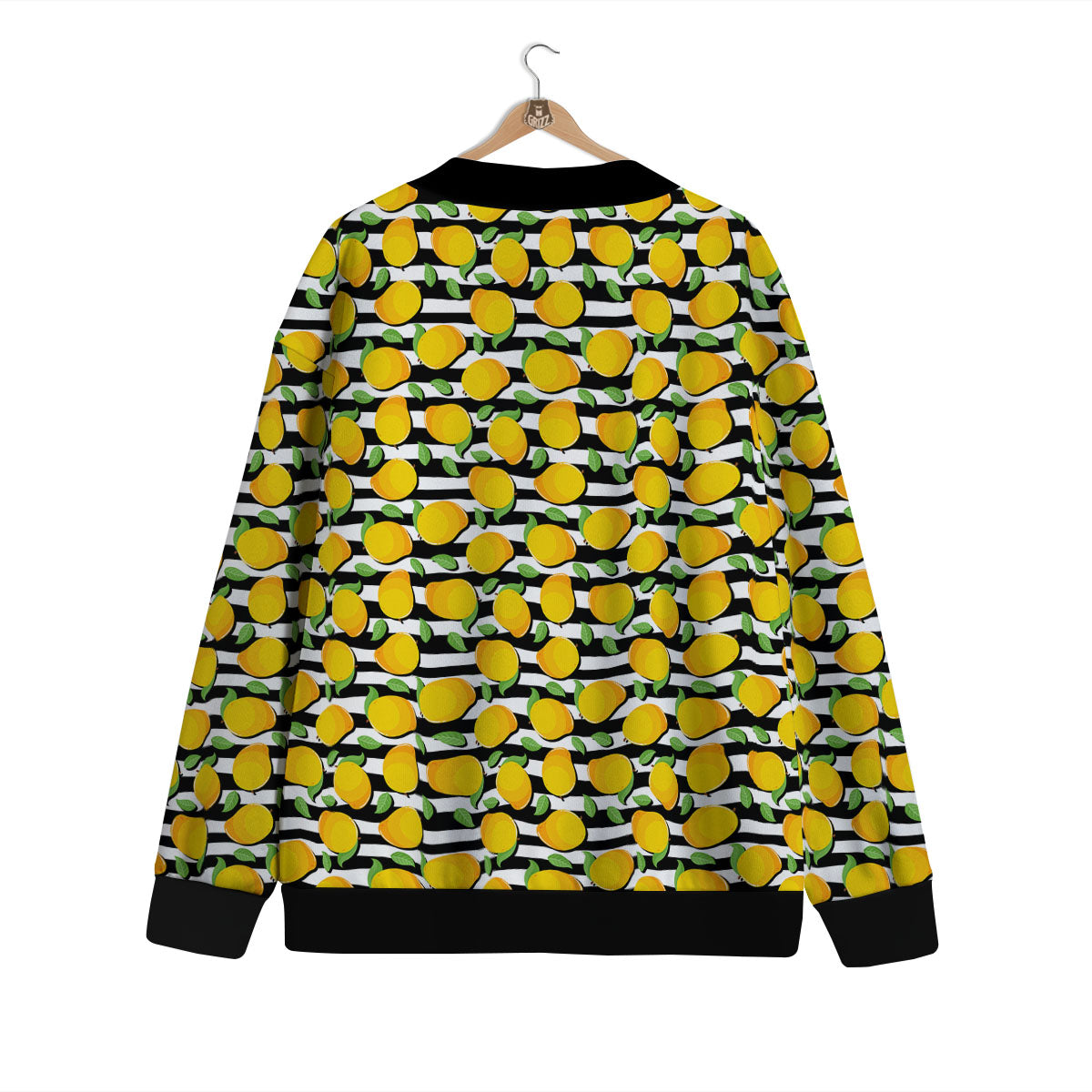 Striped Mango Fruit Print Pattern Cardigan-grizzshop