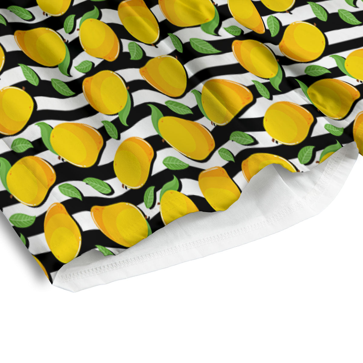 Striped Mango Fruit Print Pattern Men's Athletic Shorts