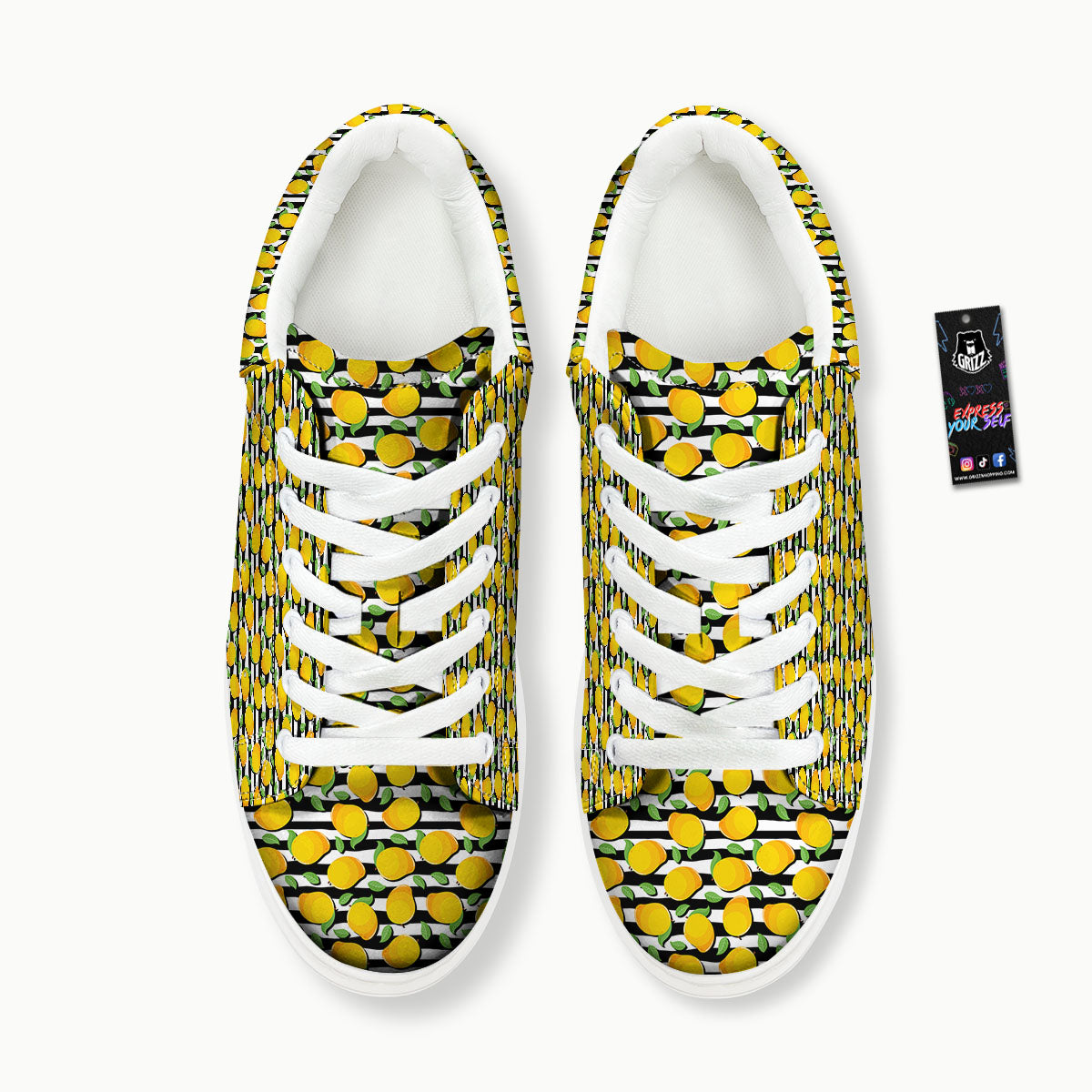 Striped Mango Fruit Print Pattern Platform Shoes-grizzshop