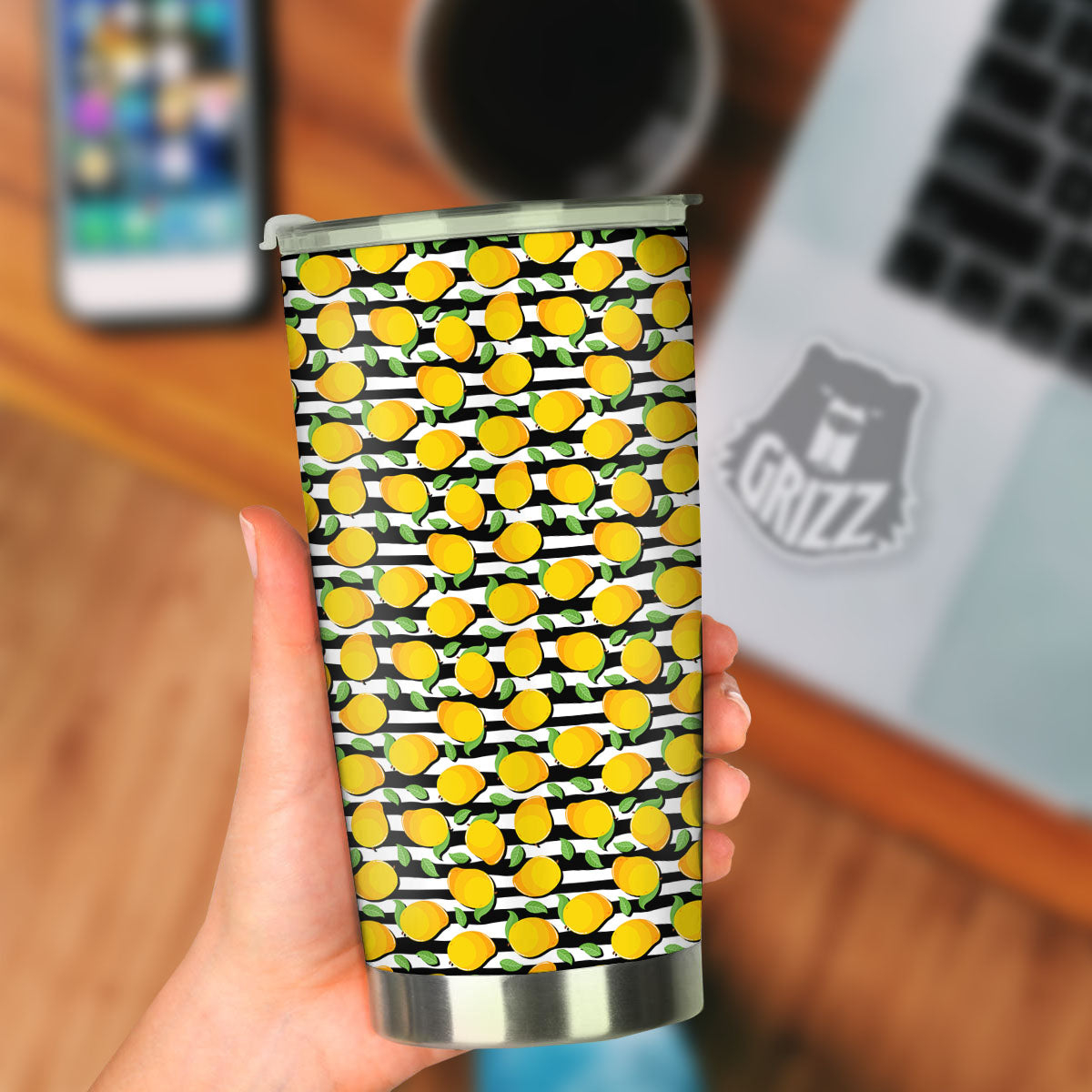Striped Mango Fruit Print Pattern Tumbler-grizzshop