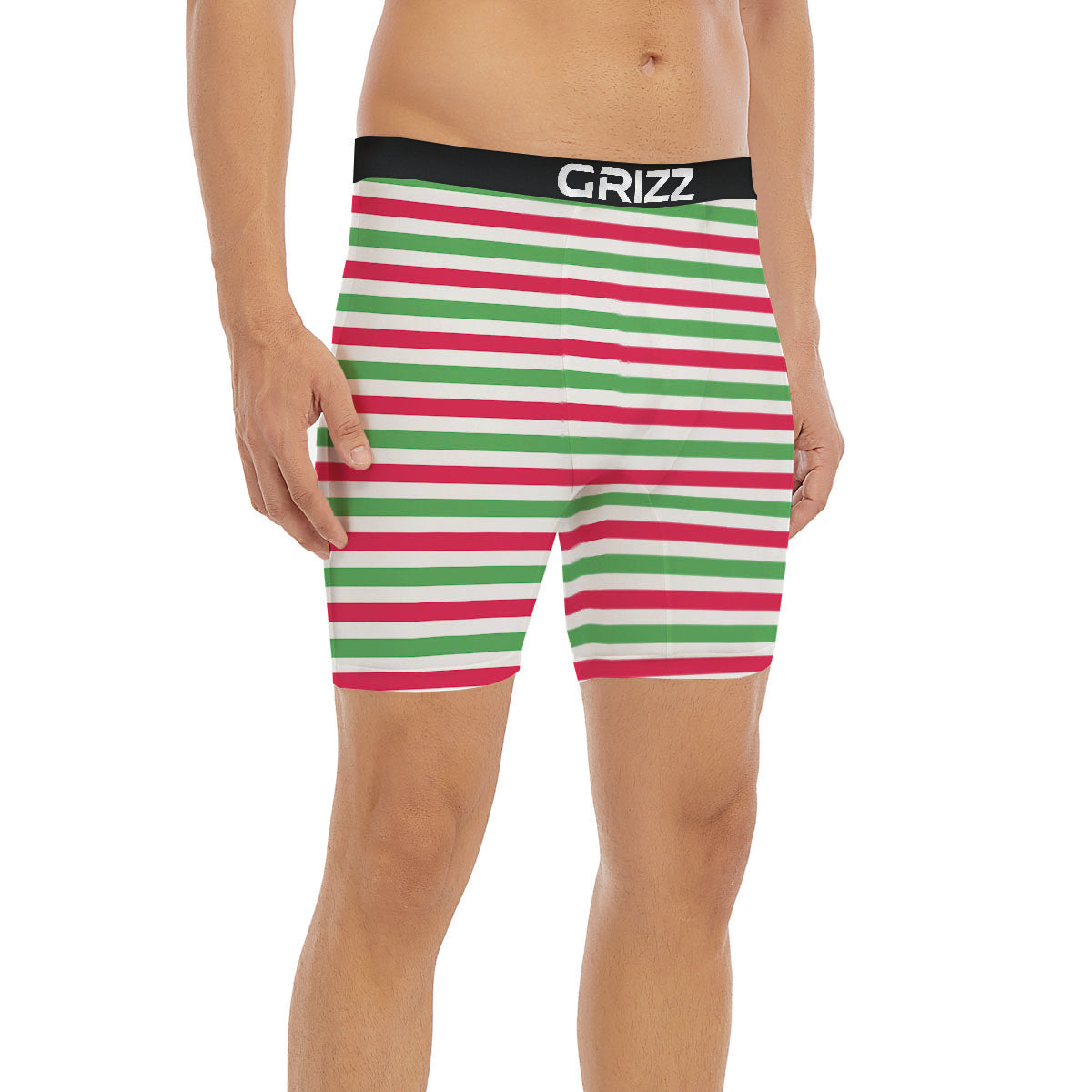 Striped Merry Christmas Print Pattern Boxer Briefs-grizzshop