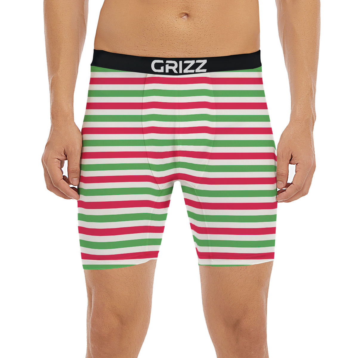 Striped Merry Christmas Print Pattern Boxer Briefs-grizzshop
