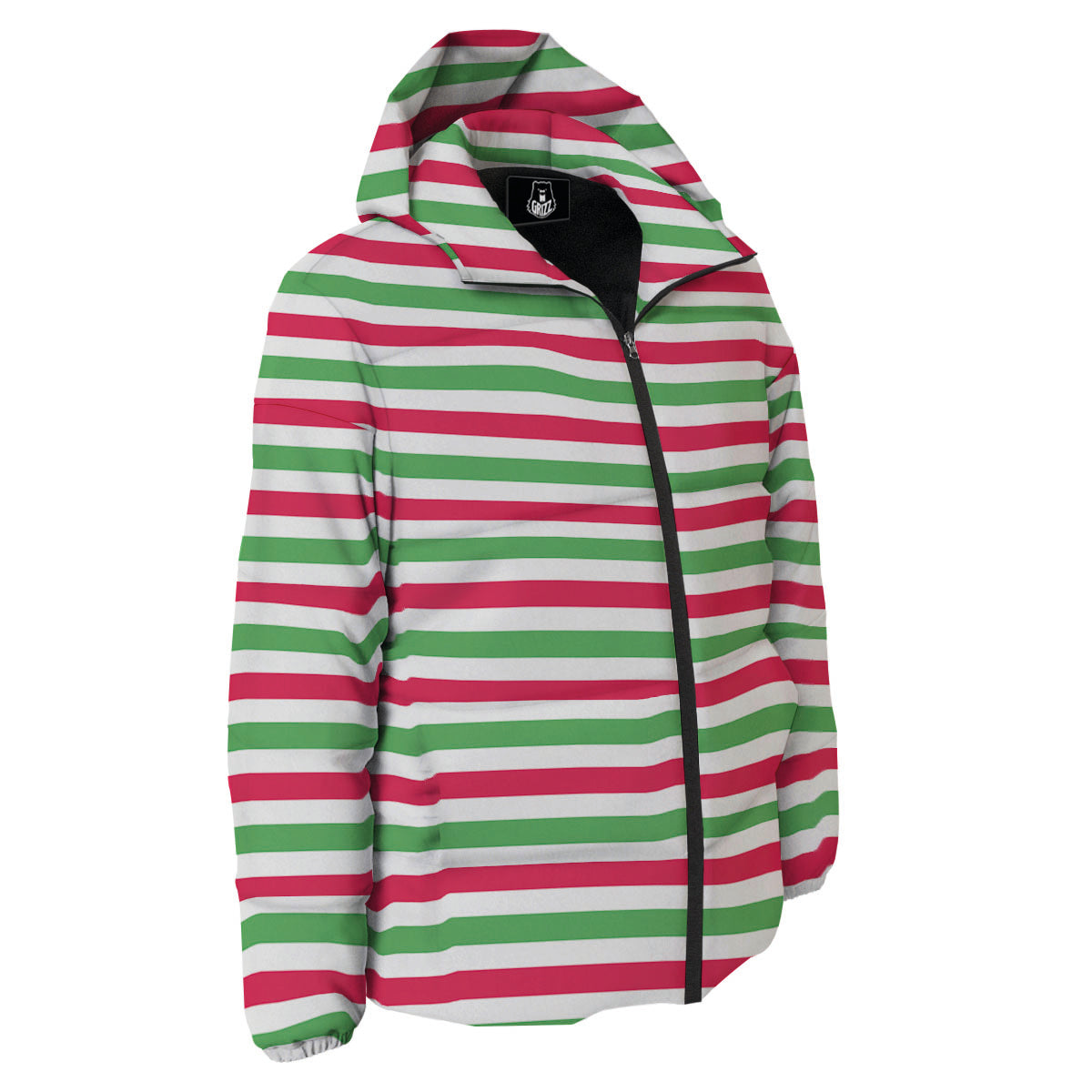Striped Merry Christmas Print Pattern Down Jacket-grizzshop